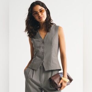 NWT Abercrombie Brown Houndstooth Suiting Vest, M